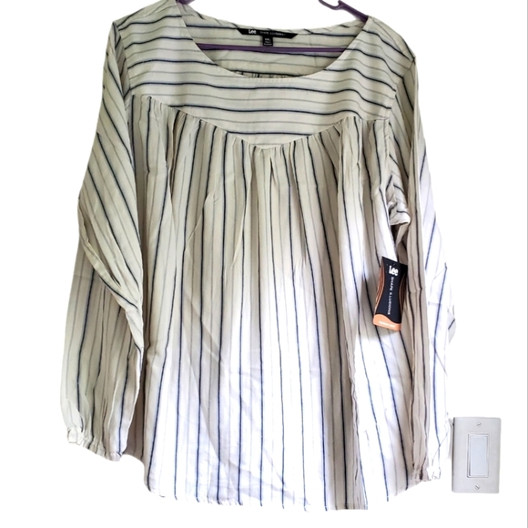 Lee Shape Illusions peasant blouse ticking stripe - Picture 2 of 8